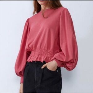 Zara Rare Balloon Sleeve Crop Sweatshirt